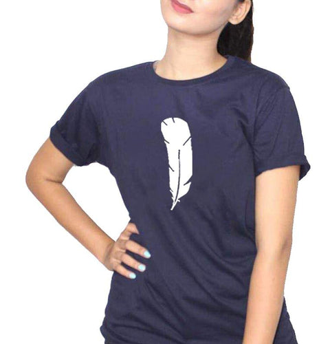 Navy Blue Feather Ladies T-Shirt