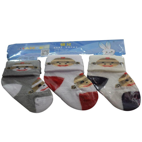 White Grey,White Red,White Black Baby's Socks 3 Pairs One Packet (1month-1yr)
