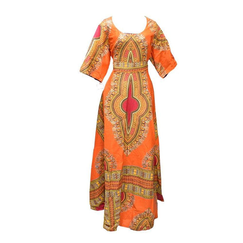 Dashiki Orange Long Dress