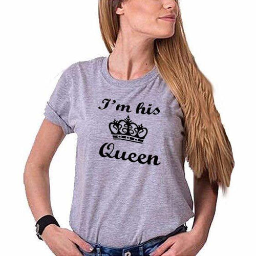 I'm His Queen Grey Ladies Round Neck T-Shirt