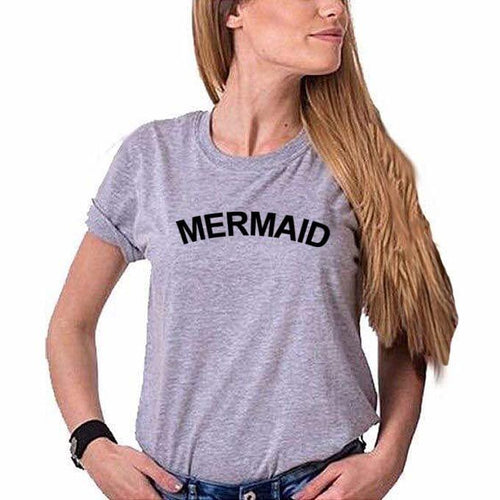 Mermaid Grey Ladies Round Neck T-Shirt
