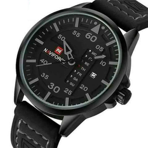 Black Naviforce Leather Men's Watch