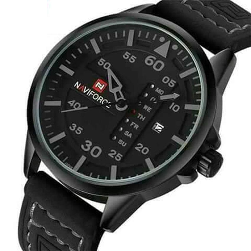 Black Naviforce Leather Men's Watch