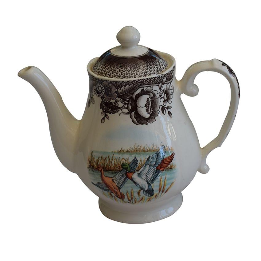 Windmill  Brown And White Tea Pot