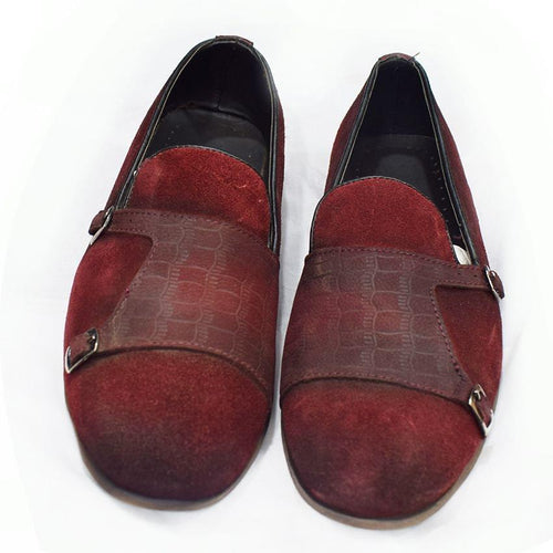 Maroon Men's Gentle Shoes And Matched Belt