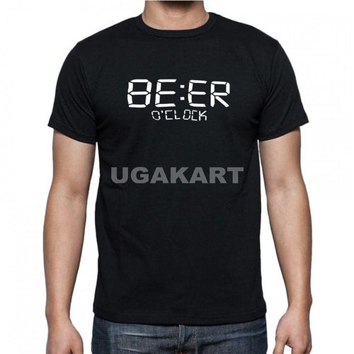 Beer O'Clock Black Men's Round Neck T-Shirt