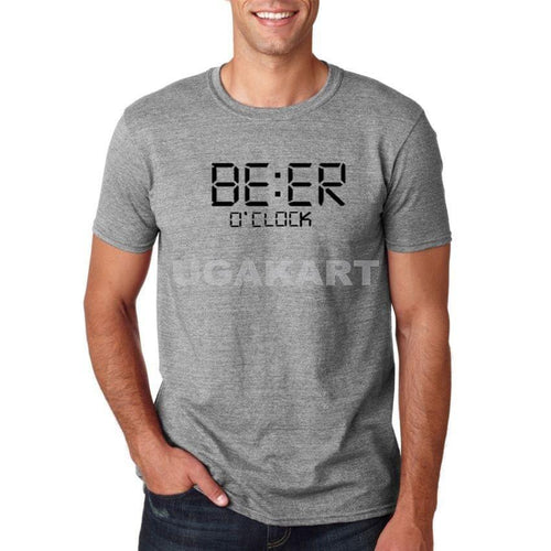 Beer O'Clock Grey Men'S Round Neck T-Shirt