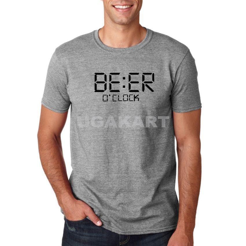 Beer O'Clock Grey Men'S Round Neck T-Shirt