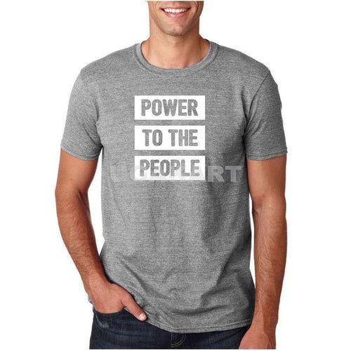 Power To The People Grey Men'S Round Neck T-Shirt