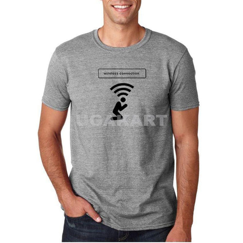 Wireless Connection Grey Men'S Round Neck T-Shirt