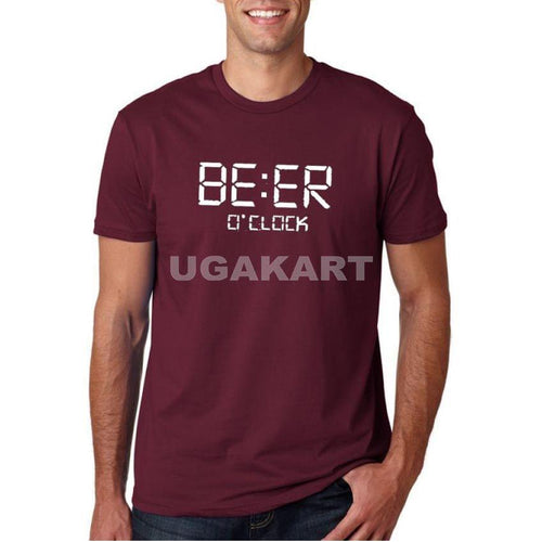 Beer O'clock Maroon Men's Round Neck T-Shirt