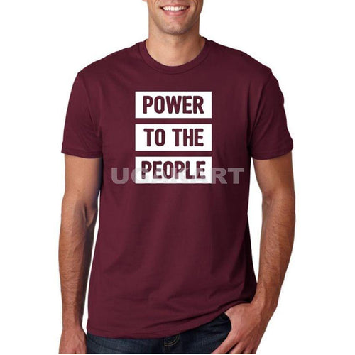 Power To The People Maroon Men's Round Neck T-Shirt