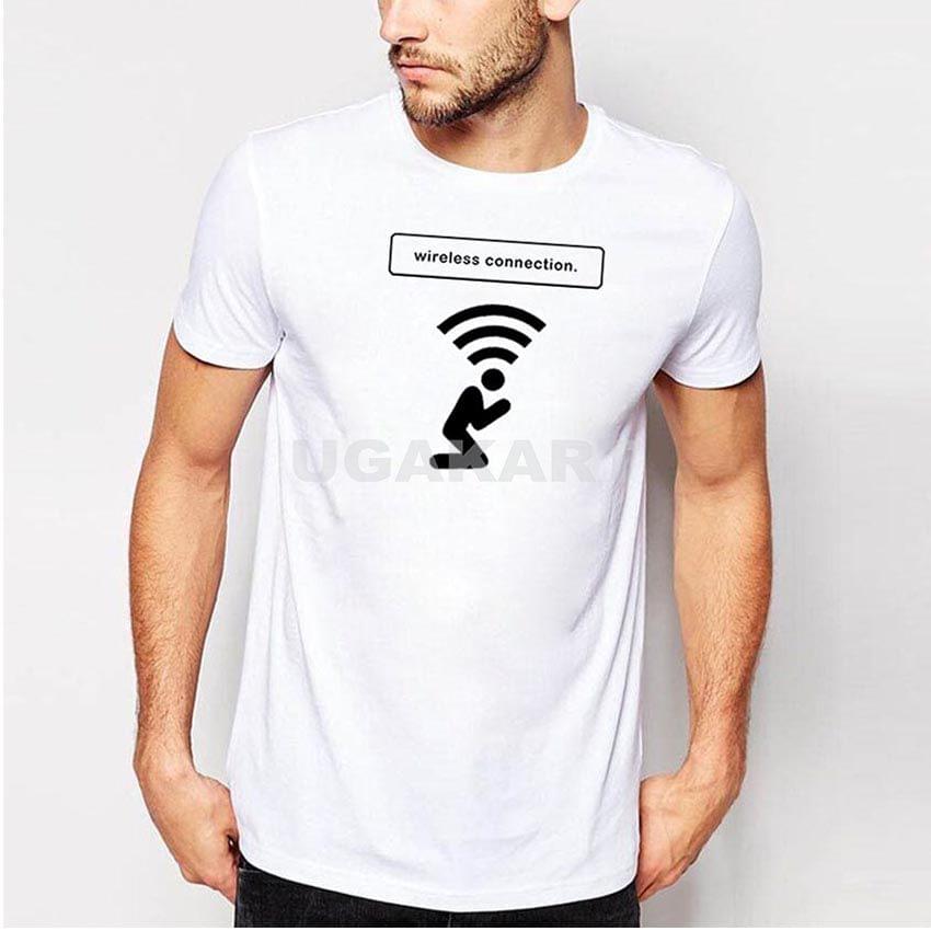 Wireless Connection White Men's Round Neck T-Shirt