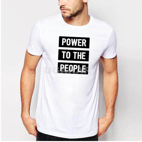 Power To The People White Men's Round Neck T-Shirt